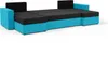 A modern sectional sofa with a U-shape configuration, featuring a combination of black and bright blue upholstery. The sofa appears to be in a studio setting against a white background. Produktbild-Vorschau
