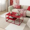 Tavolino 'Solund' in acciaio 90 x 60 x 45 cm rosso Anteprima dell’immagine prodotto 3