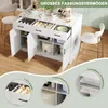 A kitchen island with drawers and cabinets, shown from different angles and with close-ups of its features. Voir les images du produit
