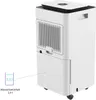 A white dehumidifier with a water tank indicator and text. Produktbild-Vorschau