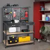 Pracovní stůl COSTWAY s kolíkovou deskou, 121 cm dlouhý Náhled obrázku produktu 2