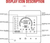 A diagram illustrating the display icons of a thermostat. Podgląd zdjęcia produktu