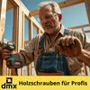 A man is working on a wooden structure, using a power drill. Produktbild-Vorschau