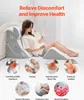 A woman is sitting up in bed using a set of wedge pillows. Below are circular insets showing various medical conditions and recovery scenarios. Produktbild-Vorschau