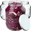 Three glass jars, one filled with chopped red cabbage, and a white lid are shown against a white background. Anteprima dell’immagine prodotto