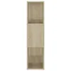 A tall, narrow, three-tiered bookshelf made of wood-look composite material. Podgląd zdjęcia produktu