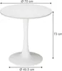A white round dining table with dimensions indicated. Anteprima dell’immagine prodotto
