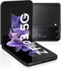 A black Samsung Galaxy Z Flip3 5G smartphone is shown in an open, diagonal position. Produktbild-Vorschau