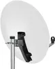 A satellite dish mounted on a pole, shown from a side angle against a white background. Produktbild-Vorschau