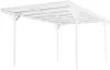 A white aluminum carport with a flat roof and transparent panels. Podgląd zdjęcia produktu