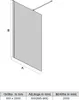 A diagram showing the dimensions of a shower screen with labels and a table of specifications. Anteprima dell’immagine prodotto