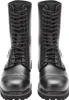 A pair of black leather boots with laces, shown from the front against a white background. Produktbild-Vorschau