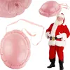 A collage of images showing a pink inflatable belly accessory for a Santa costume, and a man dressed as Santa Claus. Produktbild-Vorschau
