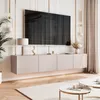 A modern living room with a wall-mounted TV and media console. Produktbild-Vorschau