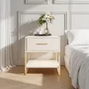 UnboxG 2er Set Nachttische aus Samt in Beige, Produktbild-Vorschau 2