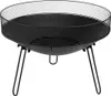 A black metal fire pit with a mesh screen and three legs, shown against a white background. Náhľad obrázku produktu