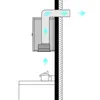 Diagram showing a kitchen exhaust fan system in action, with arrows indicating airflow. Voir les images du produit