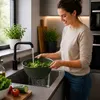 Rührschüssel mit Deckel + Salatseiher Sieb Grün Kunststoff Produktbild-Vorschau 5