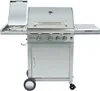 A stainless steel gas grill with the lid open on the left side, showing a drip tray. Náhled obrázku produktu