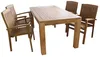A teak dining set with a table and four chairs, shown on a white background. Produktbild-Vorschau