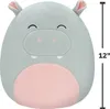 A plush toy hippo is shown against a white background with a size indicator. Produktbild-Vorschau