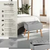 Banc avec coffre de rangement aspect lin RANYA - gris clair Voir les images du produit 2