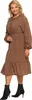 Damen Midi Langarm Kleid Luftig Modisch Elegant Rüschen Produktbild-Vorschau 5