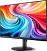 A black Acer monitor with a colorful abstract wallpaper displayed on its screen, shown from a side angle on a white background. Produktbild-Vorschau