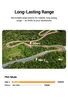 An aerial view of a winding road through a lush green forest, with two paths highlighted to illustrate range comparison. Produktbild-Vorschau