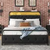 Flachbett(Schwarz,140*200cm)Eisenrahmenbett,Nachttischlampe, Produktbild-Vorschau 3