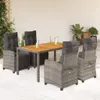 vidaXL 5-tlg. Garten-Essgruppe mit Kissen Grau Poly Rattan Produktbild-Vorschau 2