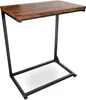 A C-shaped side table with a wooden top and black metal frame, shown against a white background. Produktbild-Vorschau