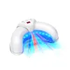 A white nail lamp with blue and red light beams emanating from it. Voir les images du produit