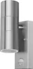 A silver outdoor wall light with a motion sensor. Produktbild-Vorschau