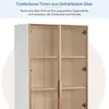 A close-up view of a white cabinet with gold-trimmed glass doors, showcasing its interior shelves. Náhľad obrázku produktu