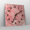 Wanduhr - Quadrat - Glasuhr - Rosa Blätter Palmen - 40x40cm Produktbild-Vorschau 4