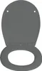 A top-down view of a gray toilet seat and lid. Produktbild-Vorschau