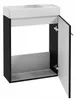 A black and white bathroom cabinet with a sink on top and an open door. Anteprima dell’immagine prodotto