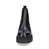 A front view of a black leather chelsea boot with a thick sole, isolated on a white background. Produktbild-Vorschau
