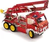 A toy fire truck made of metal construction pieces. Voir les images du produit
