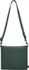 A dark green crossbody bag with a striped strap, shown against a white background. Produktbild-Vorschau