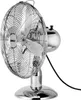 Der Unold TISCHVENTILATOR CHROME ist ein metallisch glänzender Tischventilator mit rundem Standfuß,  Produktbild-Vorschau