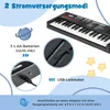 Diagrams and text explaining the power supply options for a children's keyboard. Náhled obrázku produktu