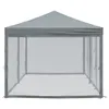 A grey party tent with mesh sides, shown from the front. Náhled obrázku produktu