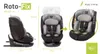 A collage of images showing a car seat from different angles with dimensions labeled. Produktbild-Vorschau