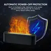 A black oval-shaped diffuser with flames and a blue shield with a lightning bolt. Produktbild-Vorschau