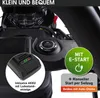 Close-up of a lawnmower's control panel and battery. Produktbild-Vorschau