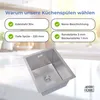 ANW HOME Unterbauspüle 37x45 cm Edelstahl Spüle 1 Becken 22 Produktbild-Vorschau 3