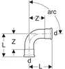 Geberit Gas-Bogen Mapress Kupfer Gas, 90°, Ø18mm, Produktbild-Vorschau 2