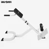 A white hyperextension bench with black padding and handles, shown from a side angle against a white background. Produktbild-Vorschau